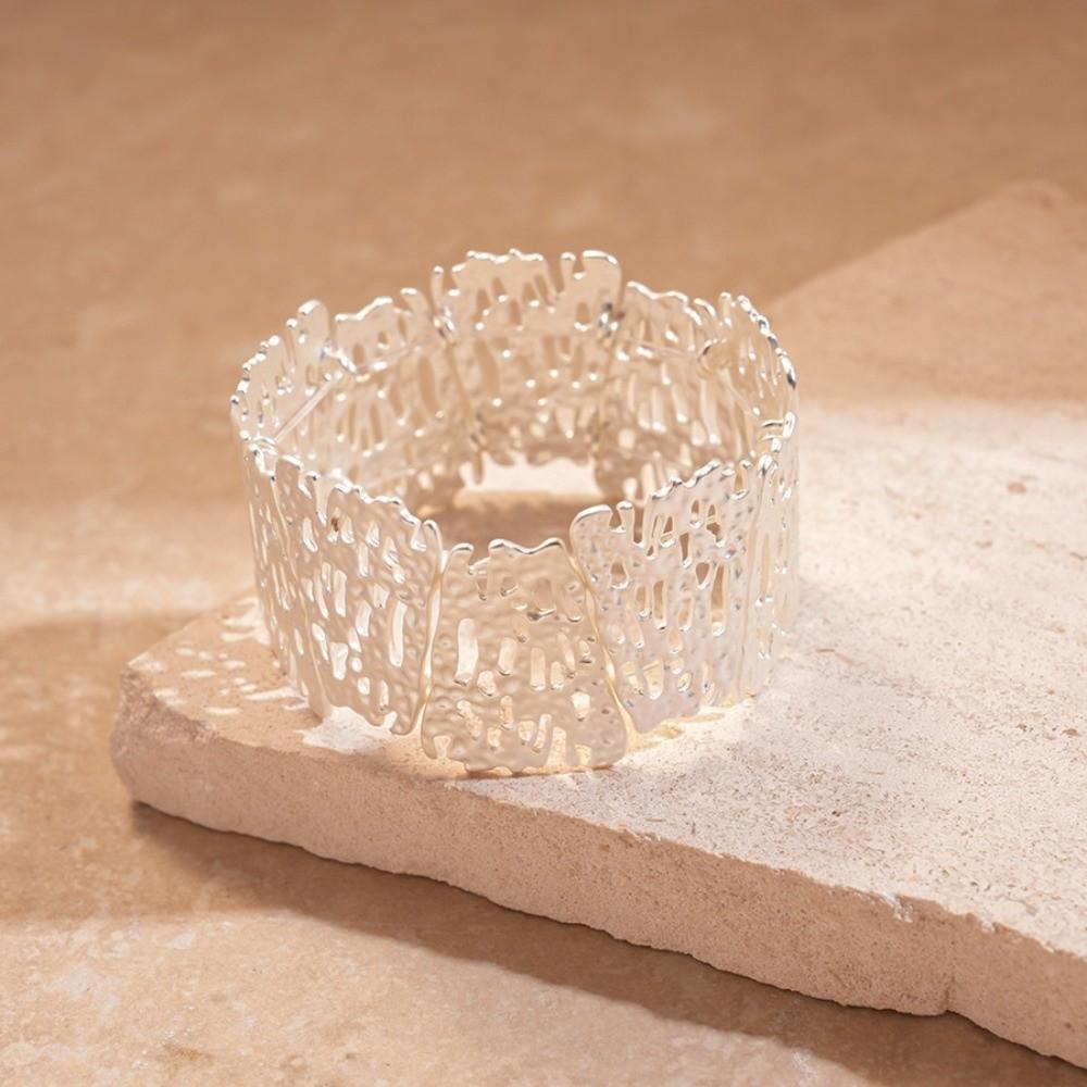 Hollow Metal Cuff Bangles Flower Chunky Bracelet Unique Exaggerated Bracelet  Decoration