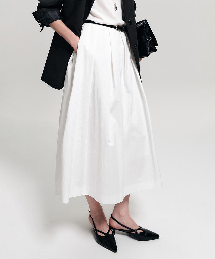 Lugkaeseuteu Emily Midi Flare Skirt_White