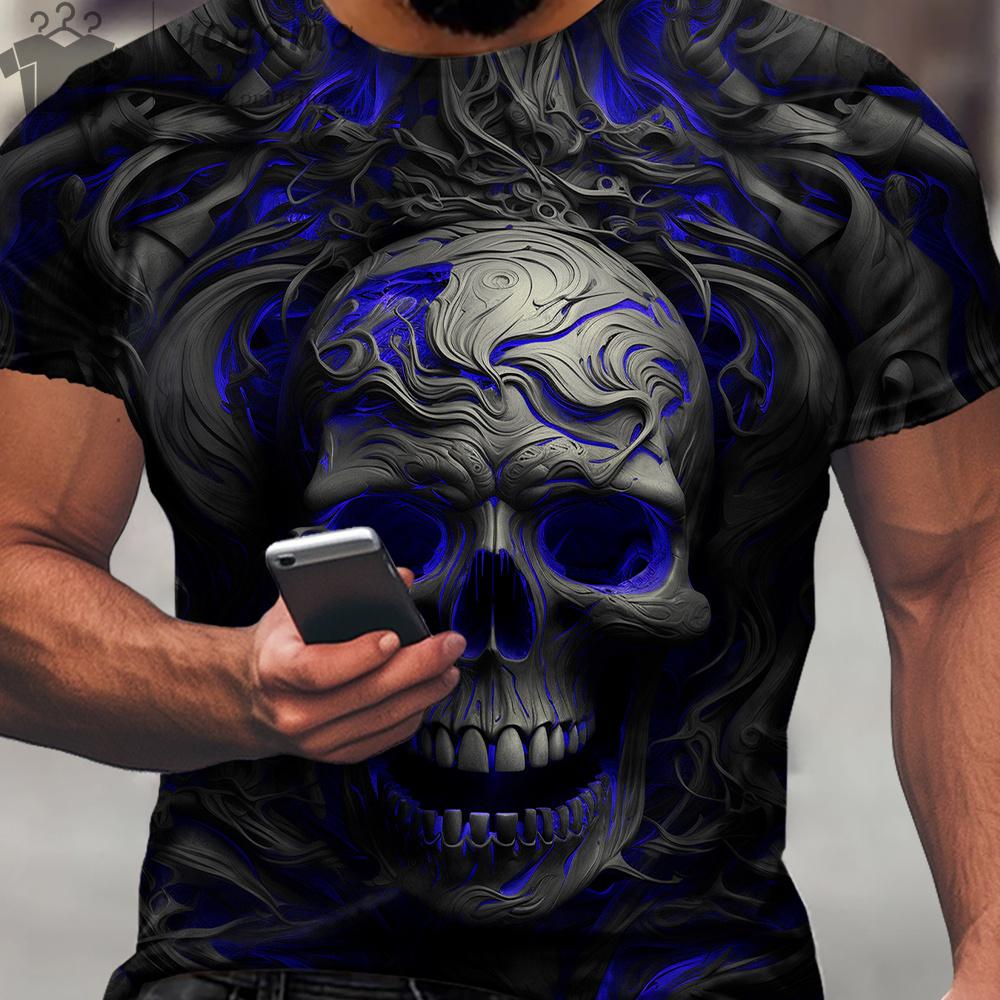 Summer Short Sleeve Tee Unisex T Shirts High Quality Short Sleeve Tee Tee Shirt Unisex Clothes Skull Print Clothes Unisex Funny T-shirt