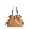 Women's Genuine Leather Pleated Bucket Bag - Autumn/Winter Shoulder Tote