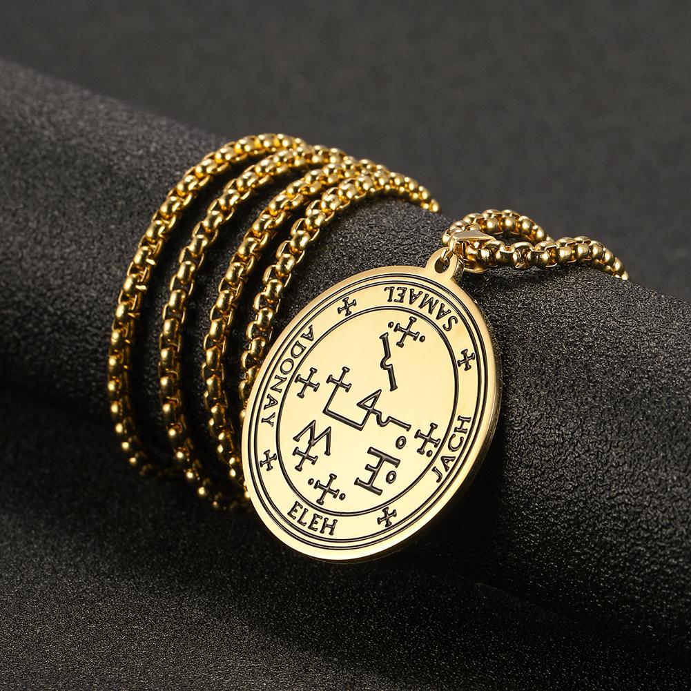 Dawapara Archangels Samael Seals Pendant The Son of Zacharias In The Desert Vintage Amulet Men Necklace Stainless Steel