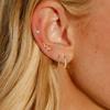 4pcs Set Charm Stainless Steel Ear of Wheat Inlay Zircon Imitation Pearl Tassel Hoop Earrings Ear Bone Nail for Women Jewelry