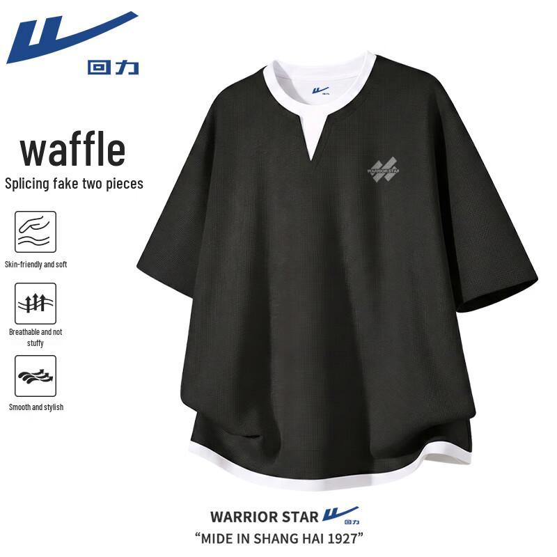 Warrior Men s Faux Two-Piece Waffle Knit V-Neck T-Shirt L