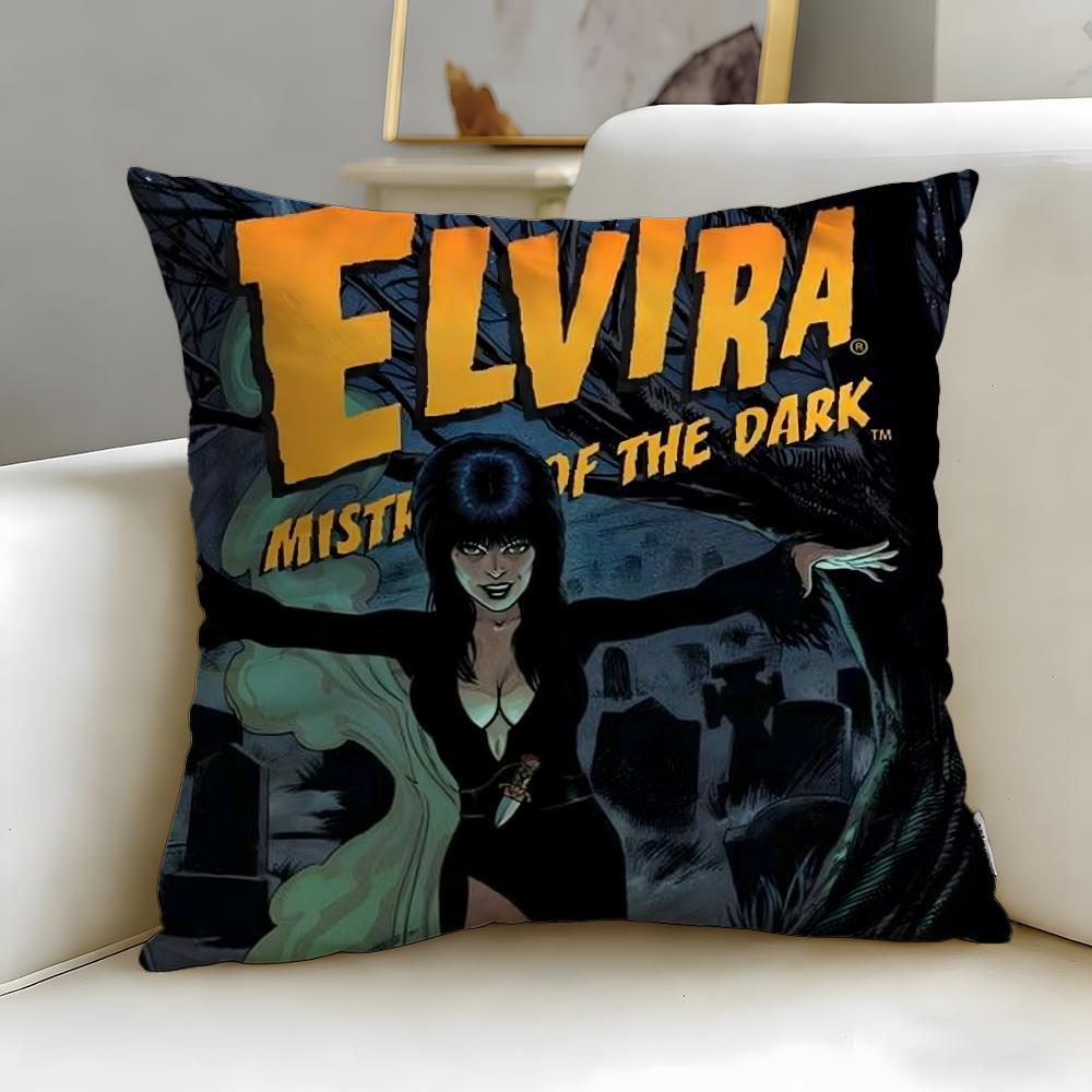 classic movie character Elvira Cushion Cover Soft  EasyWash Pillow Case  Versatile for Couch Bed Travel and Office