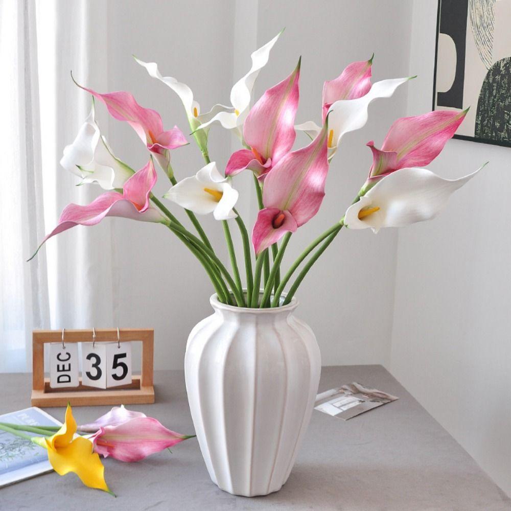 Multicolor Calla Lily Artificial Flowers Real Touch Floral Arrangement  Party Decoration