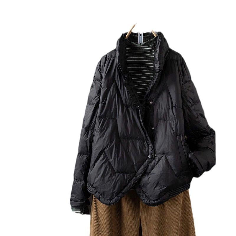 Light down jacket women's short white duck down winter new literary and retro stand-up collar casual coat tide