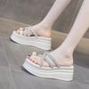 2025 Summer New Women's Sandals Fairy Style Pearls Crystal Sandals Fashion Thick Heeled Sandals for Women Open Toe Casual Sandal