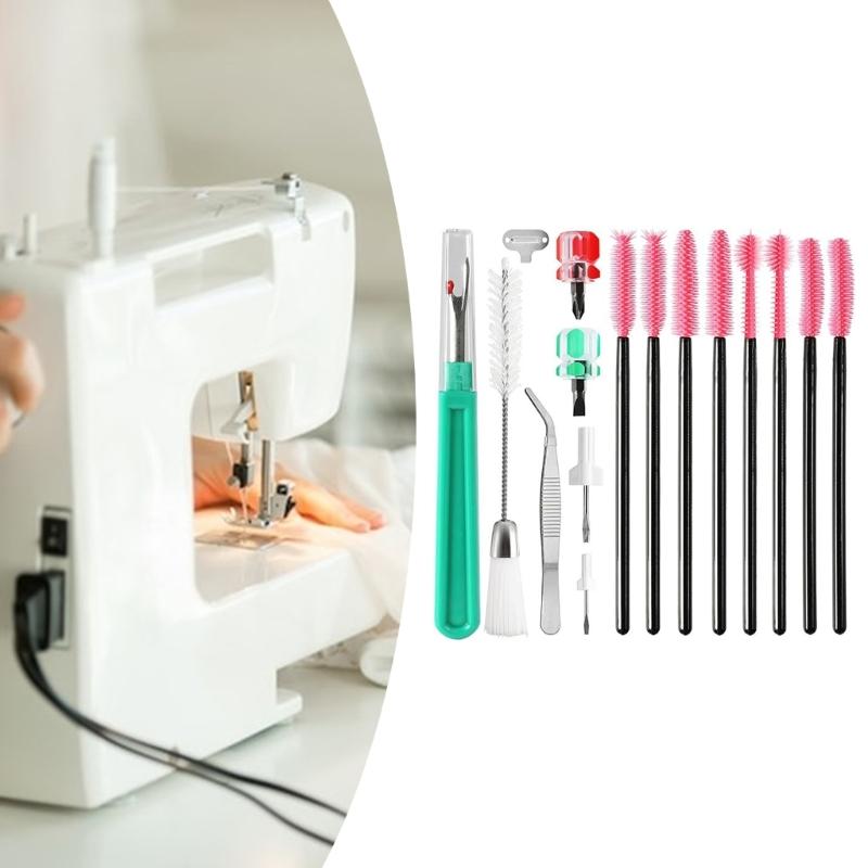 16Pcs Multifunction Sewing Machine Repair Accessories Includes Tweezer Double Headed Brush Screwdrivers Seam Unpicker