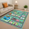 City Street Road Traffic Race Track Child Interaction Game Cartoon Living Room Kid Playroom Non-Slip Area Rug Carpet for Bedroom