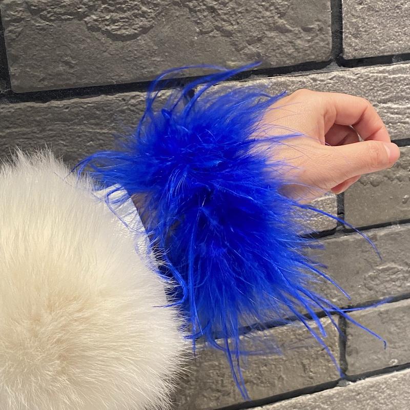 Dicke Straußenfeder-Manschetten für Damen Pelzige Pelzmanschetten Armstulpen Federmanschetten Fußkettchen Feder-Klatscharmbänder Klatschkreis