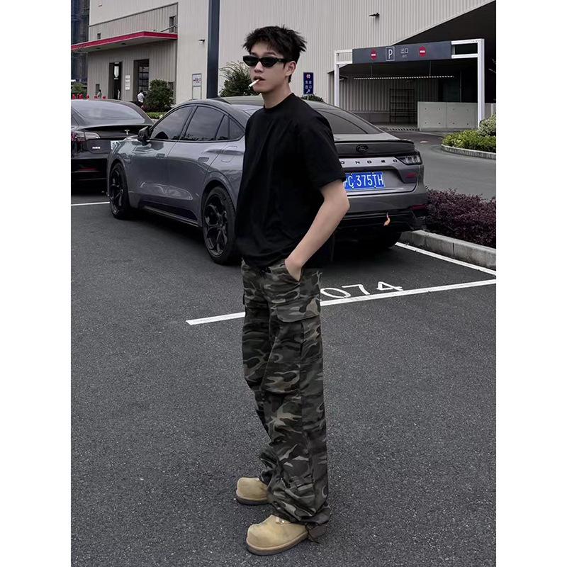 Camouflage Men's American High Street Retro Overalls Ins Dark Casual Pants Vibe Trendy Brand Personalized Trousers Big Pockets