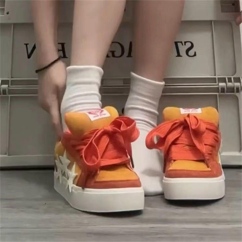 Original design flip fur retro street star board shoes women's autumn and winter new casual bread shoes