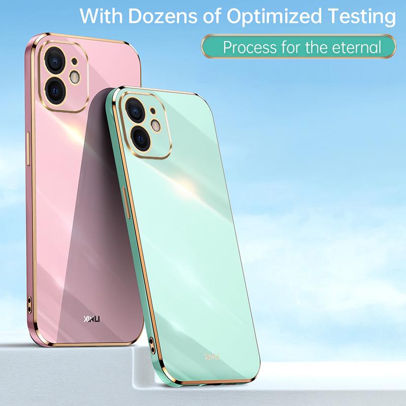 Plating Colorfast Silicone Phone Case for Apple iPhone 12 11 Pro Max Mini 12Pro 11Pro 12Mini 5G Soft Luxury Original Back Covers