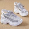 Woman Summer Sneakers Hollow Out Sandals Lace Up Fabric Sandal Outdoor Female Shoes Slope Heel Fish Mouth Women's Shoes Zapatos