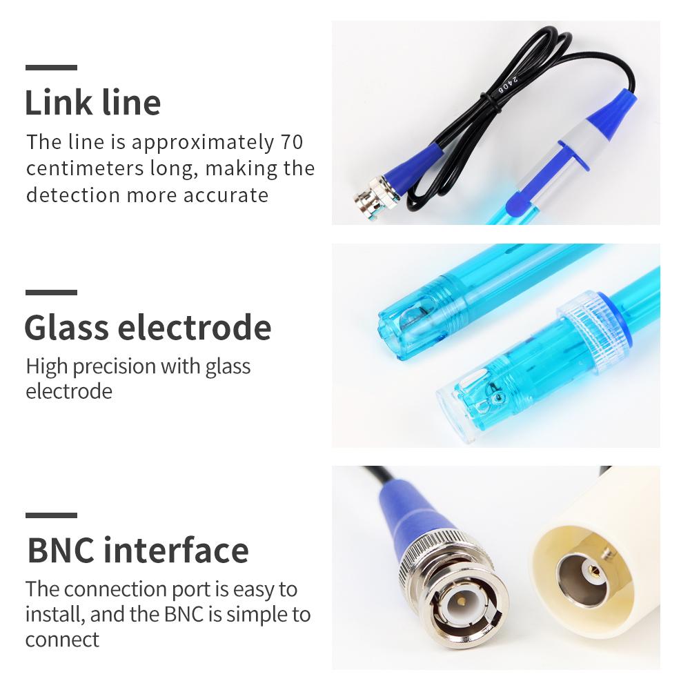 Ph Sensor Electrode 0-14 Ph Controller Electrode Probe Bnc Connector Replacement Kit for Aquarium