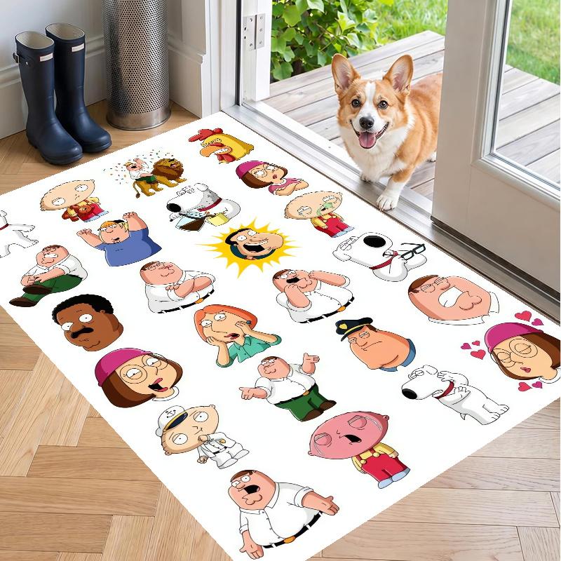 Tappeto in Velluto di Cristallo con Design di Family Guy, Tappetino Antiscivolo Morbido per Decorazione Soggiorno Camera da Letto