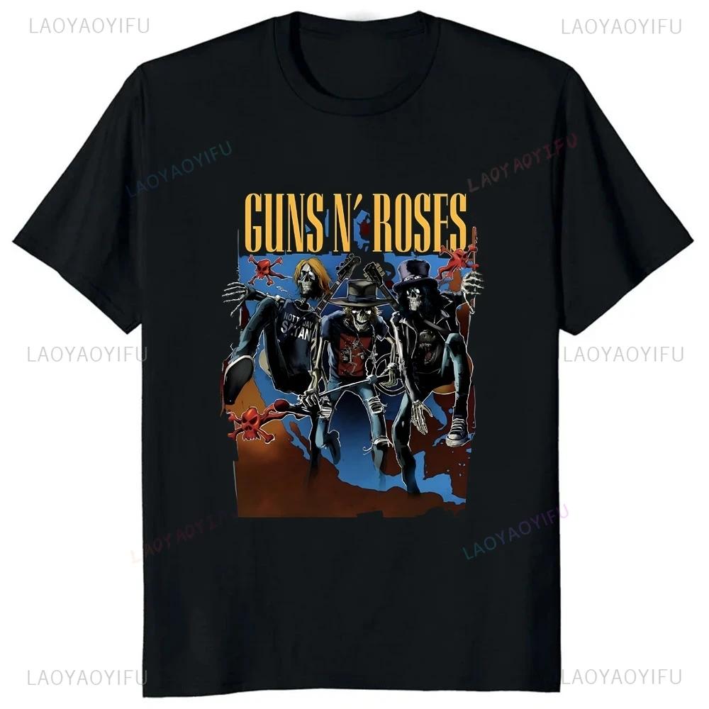 

Уличная одежда Guns N Roses Свободная футболка с коротким рукавом Летний тренд Харадзюку Футболка унисекс с коротким рукавом Графическая футболка оверсайз S