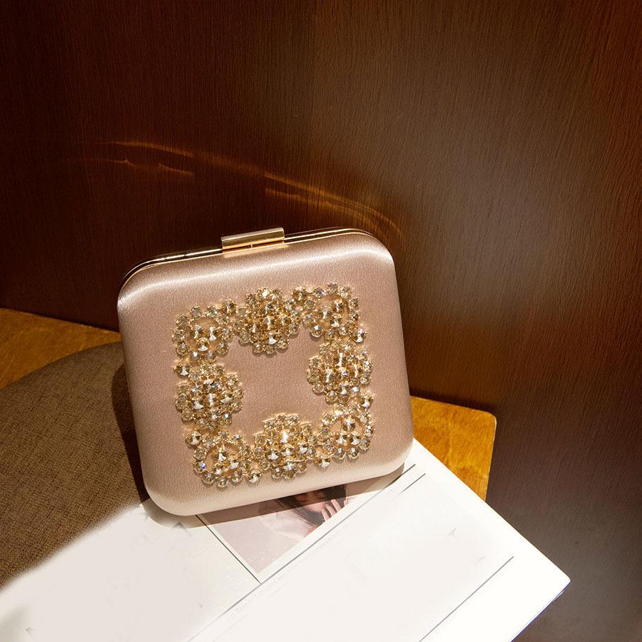 Flower Small Square  Box Bag, Clutch Bag, Temperament Full of Diamonds, High-end Messenger Bag.
