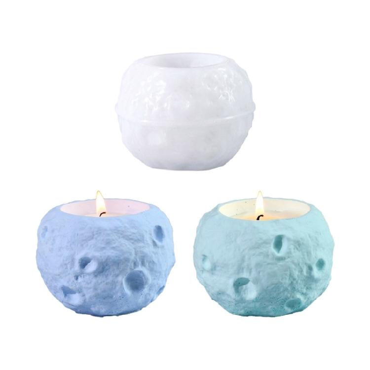 High Temperatures Resistant Candle Cup Silicone Mold Moon Shape Candlestick Mold Aromatherapys Container Jewelry Mould