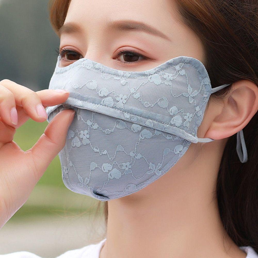 Protection Lace Hiking Eye Protection For Women Sunscreen Mask Face Scarf Ice Silk Mask Face Cover