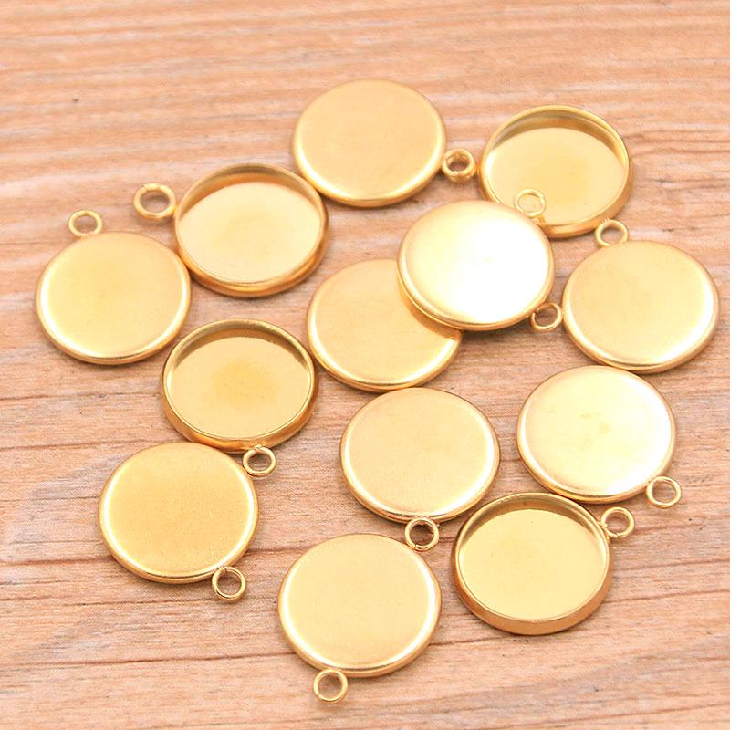 10-30mm Stainless Steel Round/Rectangular Gem Base Tray Pendant Connector