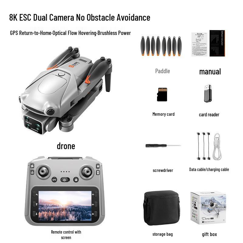 8K HD Drone Quadcopter with GPS, Smart Return, Screen Display, and Long Endurance Remote Control for Aerial Photography
