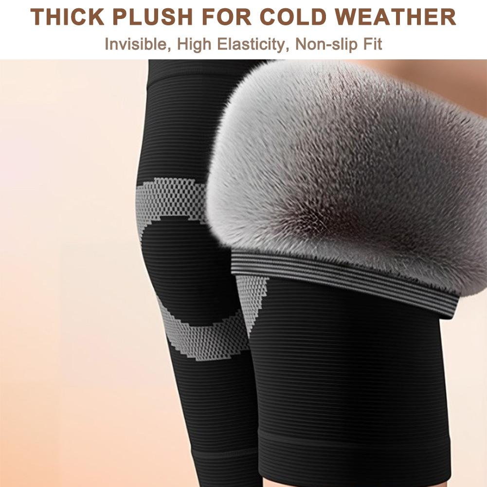 2 PCS Warm Knee Pads with Plush Interior Elastic Bands Nonslip Fit Designed for Cold Weather Sports and Activities