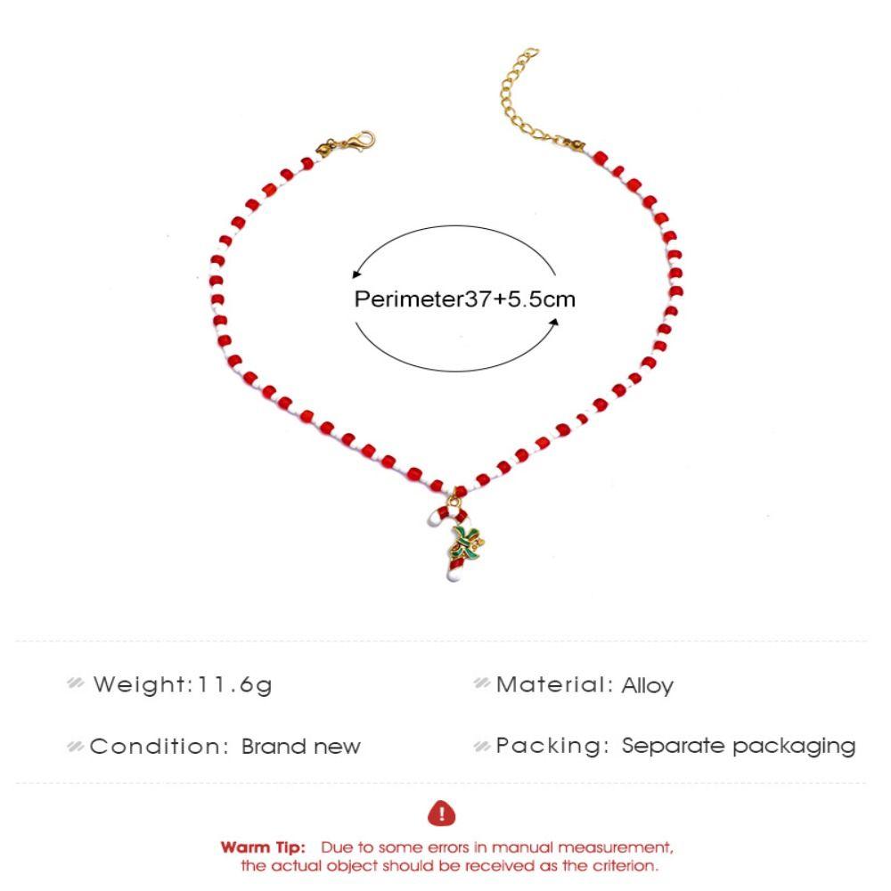 Clavicle Chain Christmas Necklace Christmas Tree Cartoon Pendant Choker Rice Beaded Chain  Girl