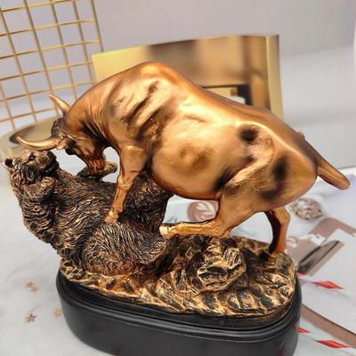 Figura de Toro y Oso Finanzas Estatua de Toro Decoración Figura Exquisita Versátil Resina Adorno de Mesa Para Oficinas Decoración del Hogar