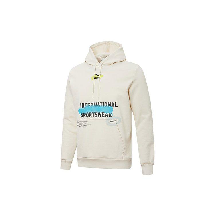 PUMA Sweatshirts Men's Ivory White Hooded Moderate Regular 536305-65