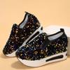 Shoes Female Wedge Sequin Mesh Breathable Shoes Women Gold Silver Platform Sneakers Women Height Increasing Wedges Shoes Casual