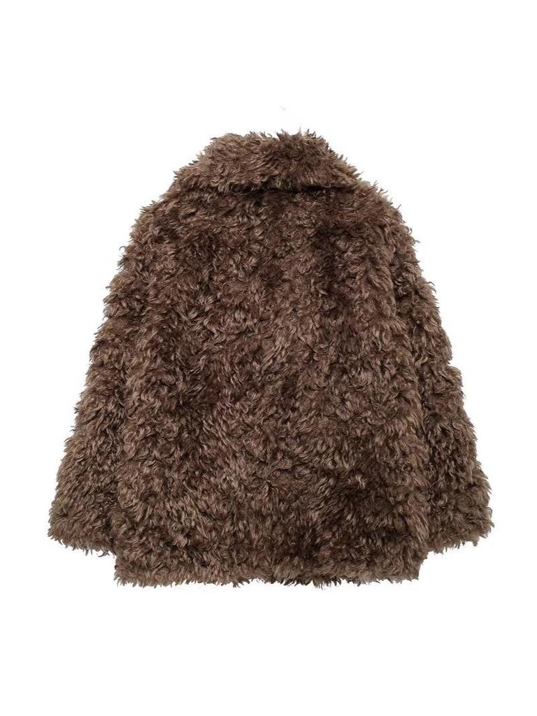 SHEIN Damen Kunstpelz Herbst Midilanger Mantel Jacke