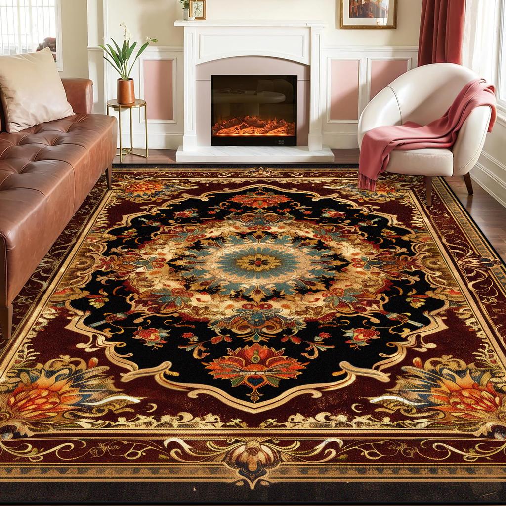 Persian Decoration Carpet Living Room Sofa Tea Table American Luxury Rugs Bedroom Washable Antiskid Entrance Floor Mat Lounge