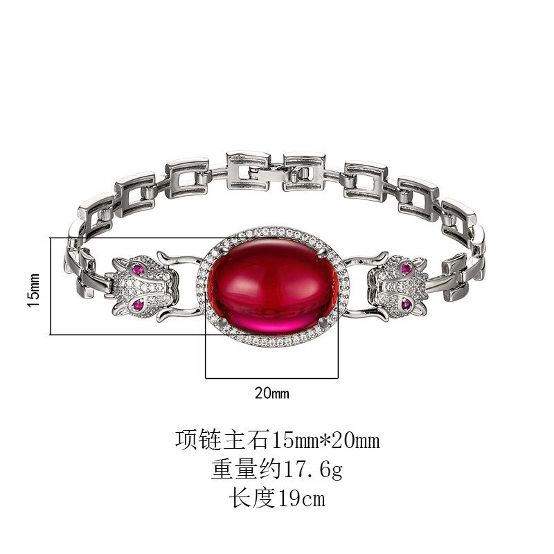 Jewelry Handmade Bracelets Micro Inlaid Double Leopard Heads Red Corundum Fashionable High-end Women's Watches