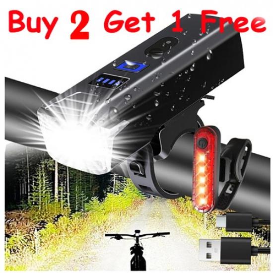 1PCS Super Bright LED Bike Light USB Rechargeable Bicycle Front Rear Headlight