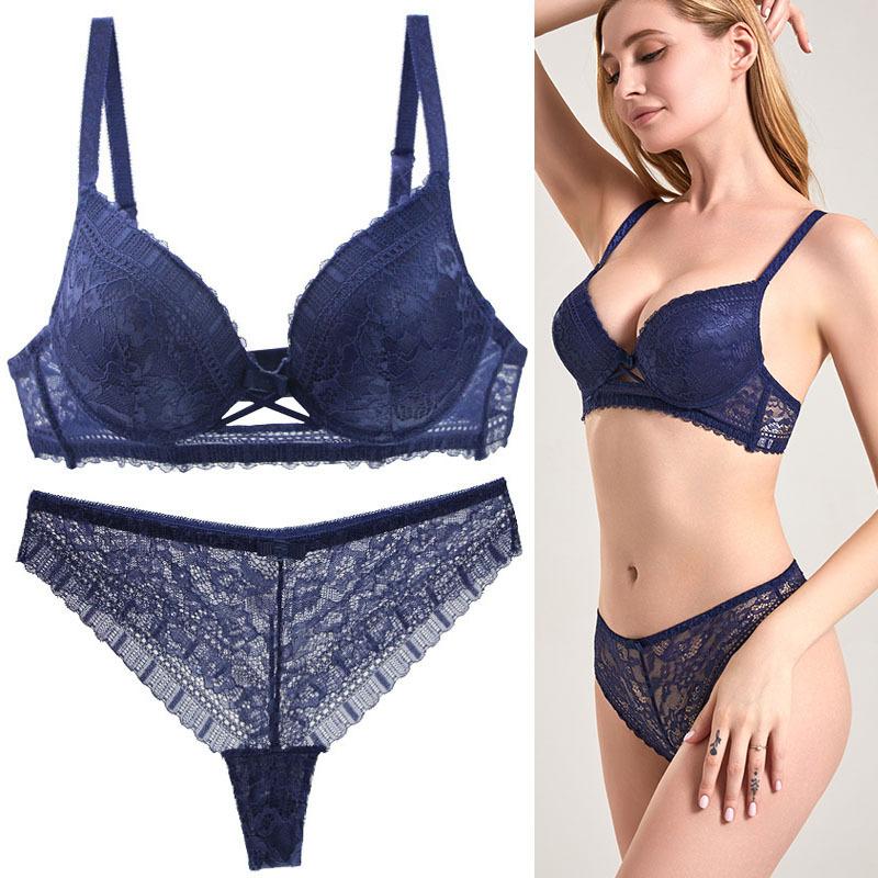 Set Reggiseno Pizzo Sexy Taglie Forti - Reggiseno Push-Up e Modellante & Slip Amici della Pelle
