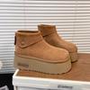 Nuove scarpe invernali muffin suola spessa Boken piccole pelle opaca retrò stivali da neve in cotone con tacco alto stivaletti corti scarpe pane