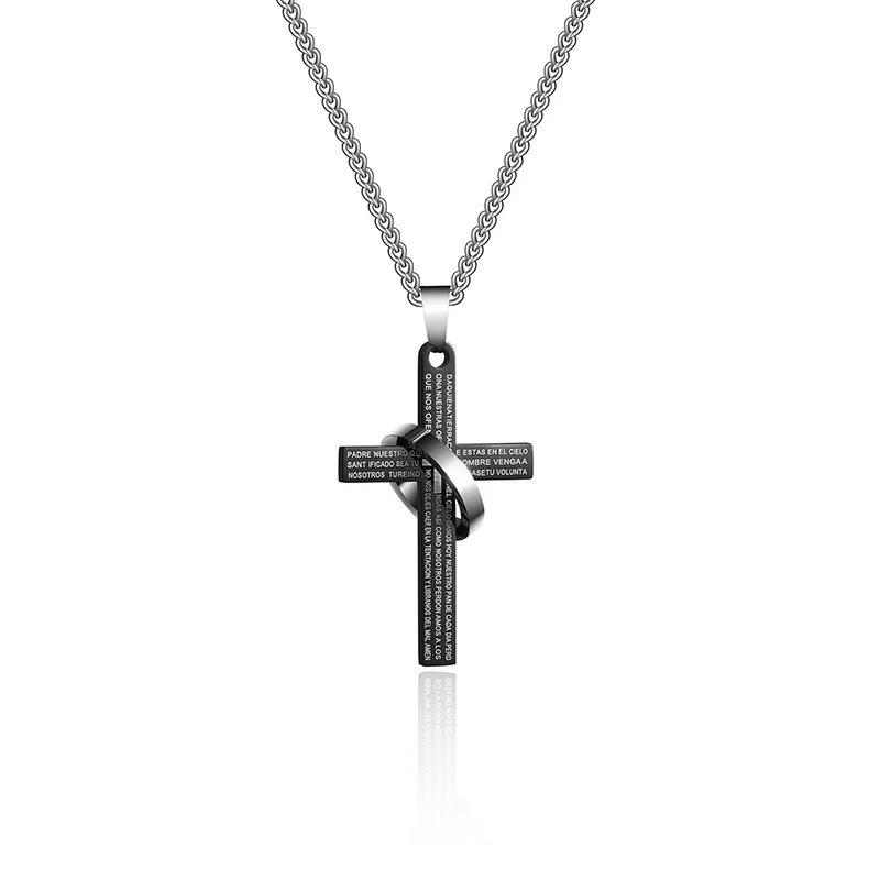 New cross titanium steel necklace men s and women s ins tide couple dancing pendant personalized titanium steel hip-hop men s accessories batch