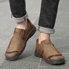 Men's Leather Boots Zipper Low Top Casual Shoes Outdoor Driving Handmade Shoes 39-48