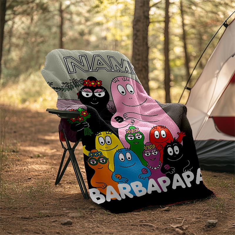 Personalized Custom Name Blanket - Barbapapa Print Design,Blanket for Sofa,Bed,Travel,Camping - Soft and Warm, Great Gift