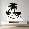 Tropical Paradise Metal Wall Art Palm Tree Ocean Moon Iron Artwork Home Living Room Bedroom Decor Coastal Farmhouse Hanging Ornament