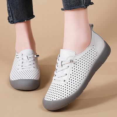 Women's Flats Loafers Driving Shoes Moccasins White Flats Casual Soft Summer Black Hollow Walking Shoes for Mother