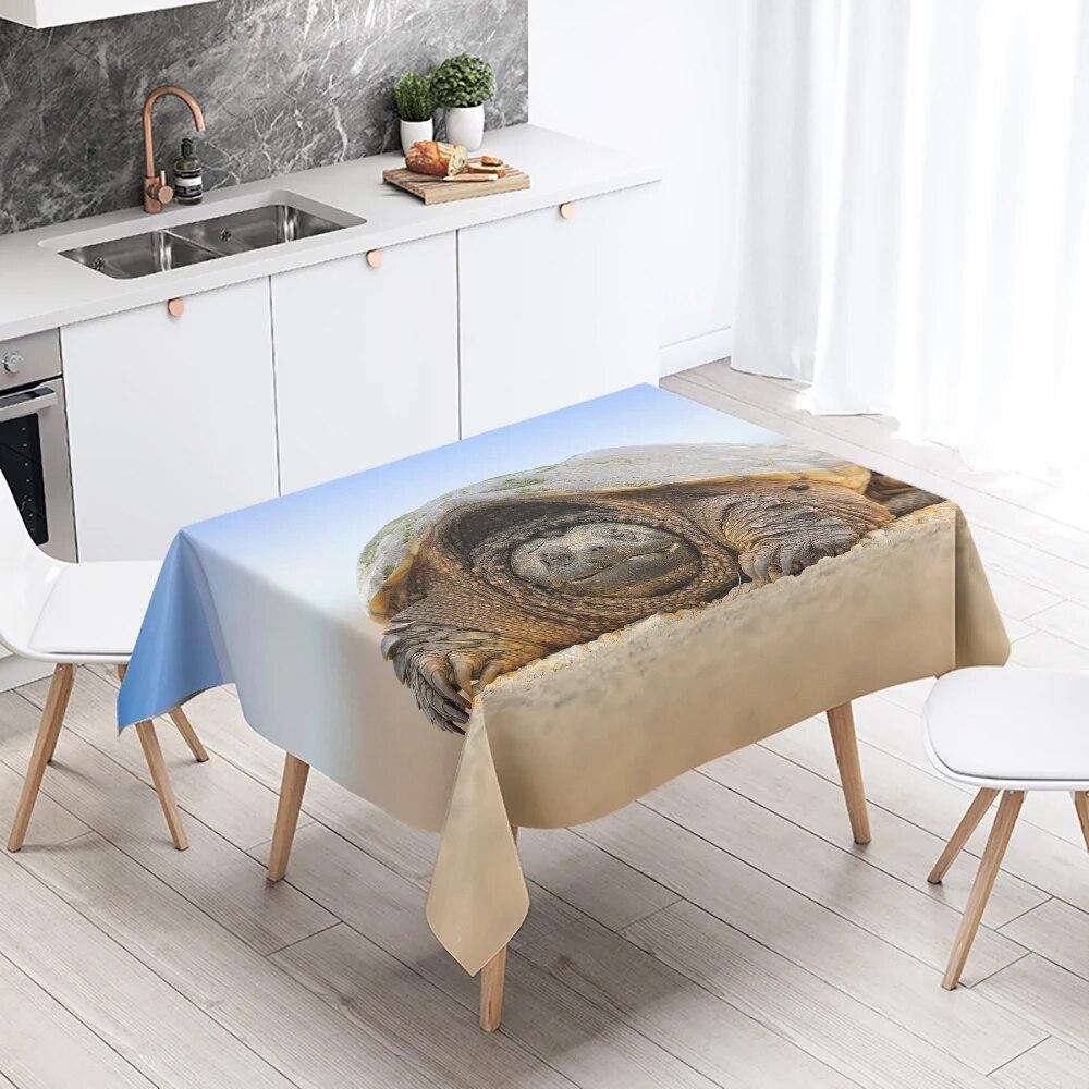 Cute Sea Turtle Underwater World Tablecloth Camping  Party Restaurant Table Decoration Waterproof Kitchen Home Decor