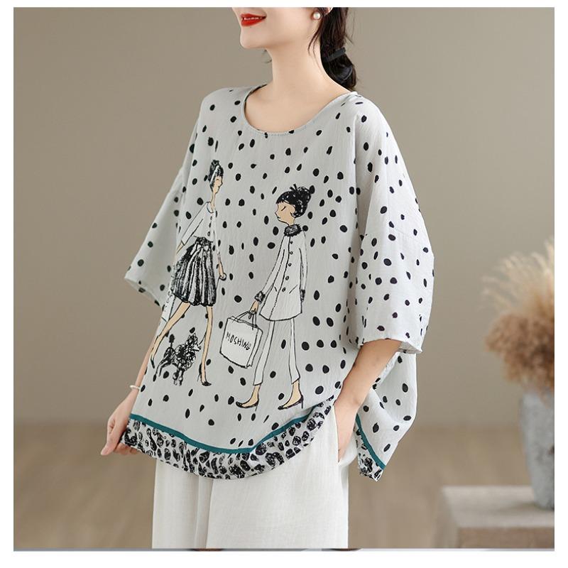 DIMANAF 2026 Plus Size New T-Shirt Tees Women Print Loose Casual Casual Lady Tops Shirts Oversize Summer