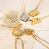 Stainless Steel Book-Shaped Pendant Necklace With Heart Clasp Women Ins Style Minimalist Locket Chain Jewelry