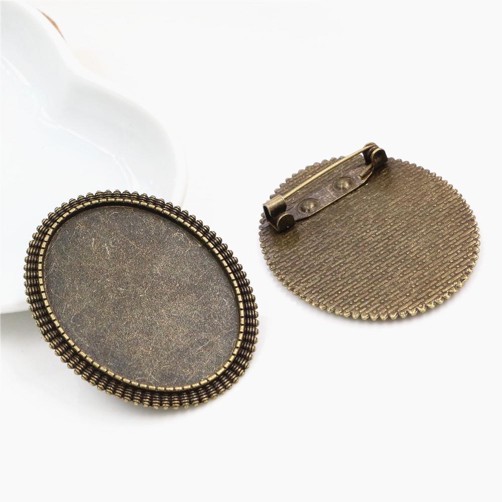 New Fashion 5pcs 30x40mm Inner Size Antique Silver Plated Gold Color Bronze Black Pin Brooch Simple Style Base Setting Pendant