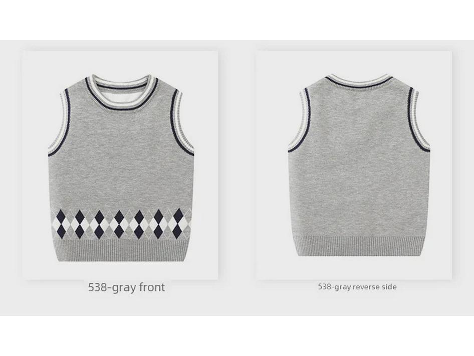 2025 Boys' Cartoon Knitted Sweater Vest - Korean Campus Style for Spring & Autumn