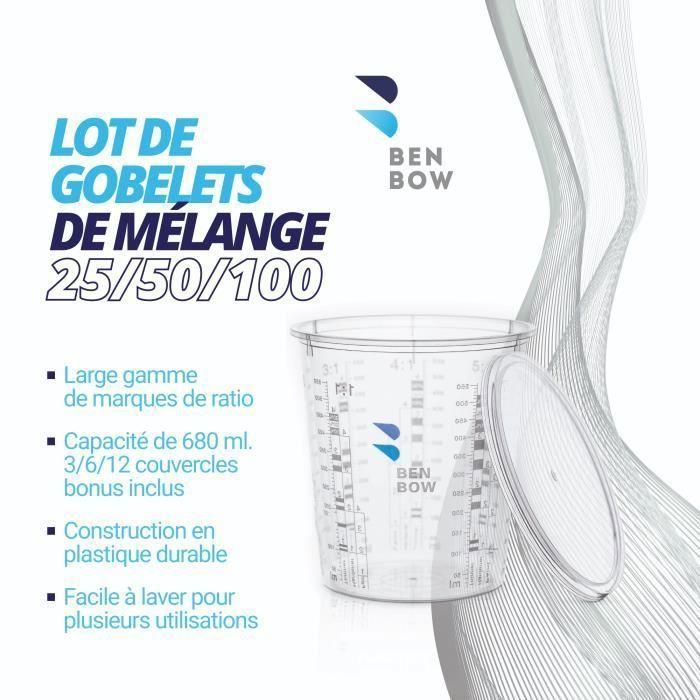 Gobelets Gradués Professionnels BenBow 25x 680ml Avec 3x Couvercle