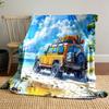 "Off-Road Adventure On a Sunny Beach" Patterned Blanket, Flannel, Suitable for All Seasons, Home Decor, Warm and Cozy