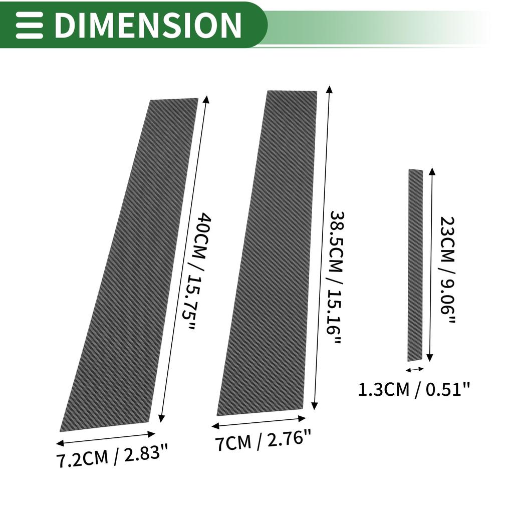 Motoforti Pillar Covers for Dodge Charger 2011-2014, Car Trim Covers, Pillar Stickers, Pillar Garnish, Plastic with Black Carbon Fiber Finish